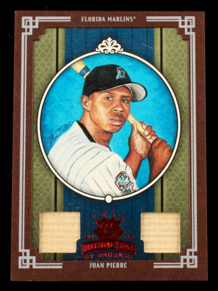 Juan Pierre 2005 Diamond Kings Materials Framed Red #99  Bat-Bat #48/100