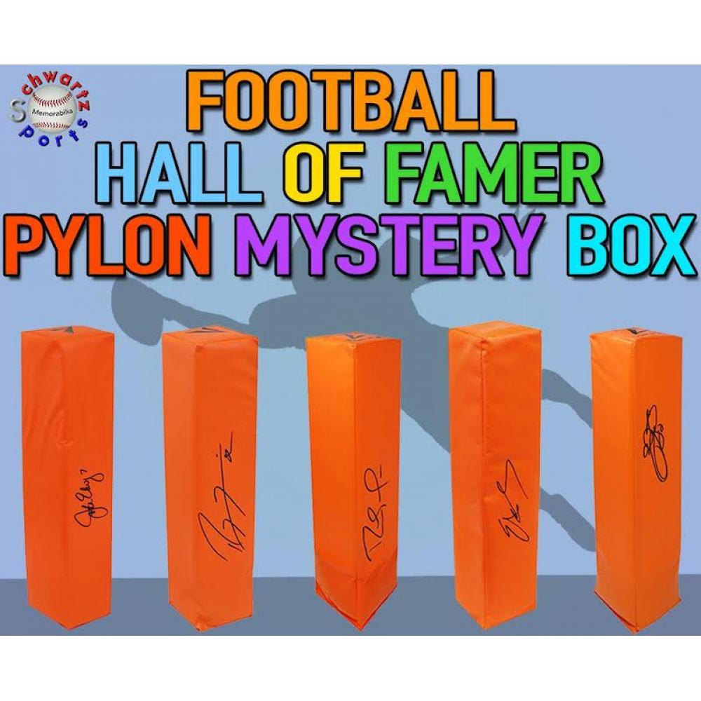 Schwartz Sports Football HALL OF FAMER Signed Endzone Pylon Mystery Box