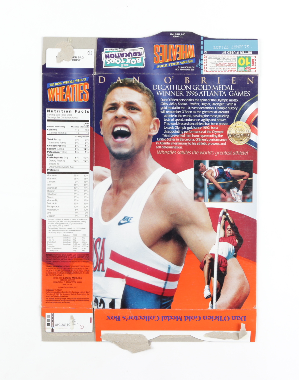 Dan O'Brien Signed 1996 Wheaties Cereal Gold Medal Collectors Box (Beckett) at PristineAuction.com Dan O'Brien Signed 1996 Wheaties Cereal Gold Medal Collectors Box (Beckett) at PristineAuction.com