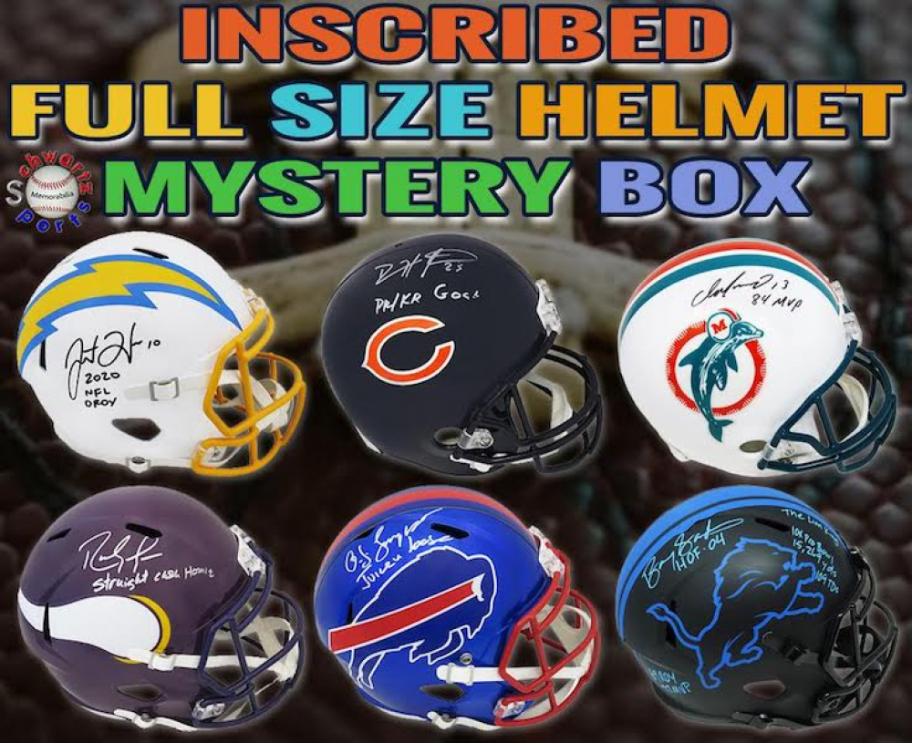 Schwartz Sports INSCRIBED FullSize Helmet Signed Mystery Box Series