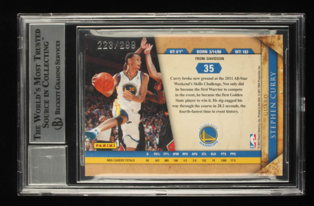 Stephen Curry Signed 2010-11 Panini Gold Standard #35 #223/299 (BGS) at PristineAuction.com Stephen Curry Signed 2010-11 Panini Gold Standard #35 #223/299 (BGS) at PristineAuction.com