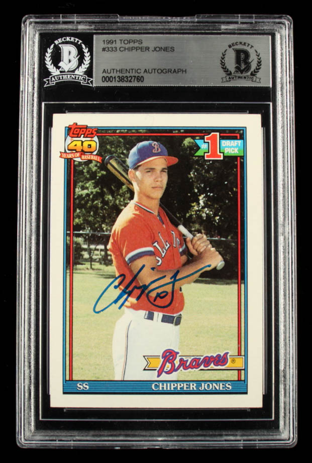 Chipper Jones Signed 1991 Topps #333 RC (BGS) at PristineAuction.com Chipper Jones Signed 1991 Topps #333 RC (BGS) at PristineAuction.com