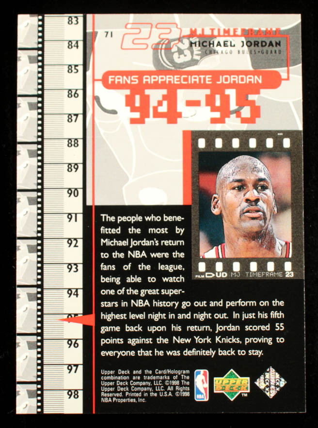 Michael Jordan 1998 Upper Deck Michael Jordan Living Legend #71 TF 1994-95 at PristineAuction.com Michael Jordan 1998 Upper Deck Michael Jordan Living Legend #71 TF 1994-95 at PristineAuction.com