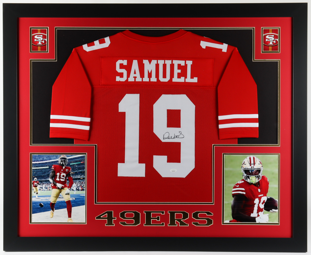 Deebo Samuel Signed 35x43 Custom Framed Jersey Display (JSA) at PristineAuction.com Deebo Samuel Signed 35x43 Custom Framed Jersey Display (JSA) at PristineAuction.com