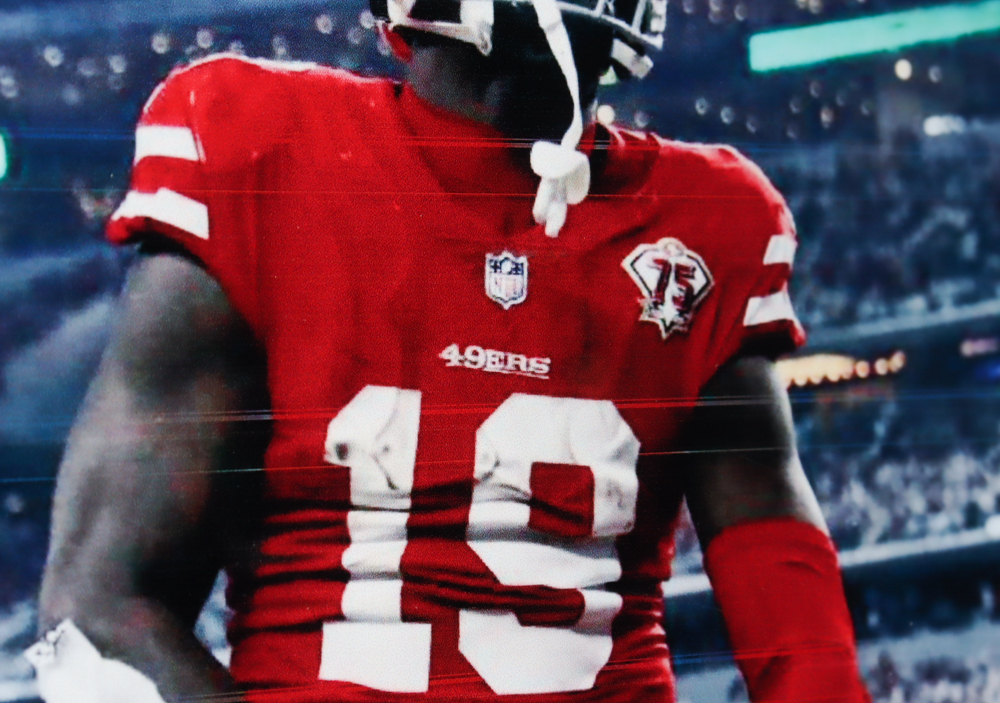 Deebo Samuel Signed 35x43 Custom Framed Jersey Display (JSA) at PristineAuction.com Deebo Samuel Signed 35x43 Custom Framed Jersey Display (JSA) at PristineAuction.com