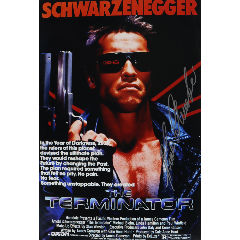 Franco Columbu Signed "The Terminator" 12x18 Movie Poster Photo (AutographCOA) Pristine Auction