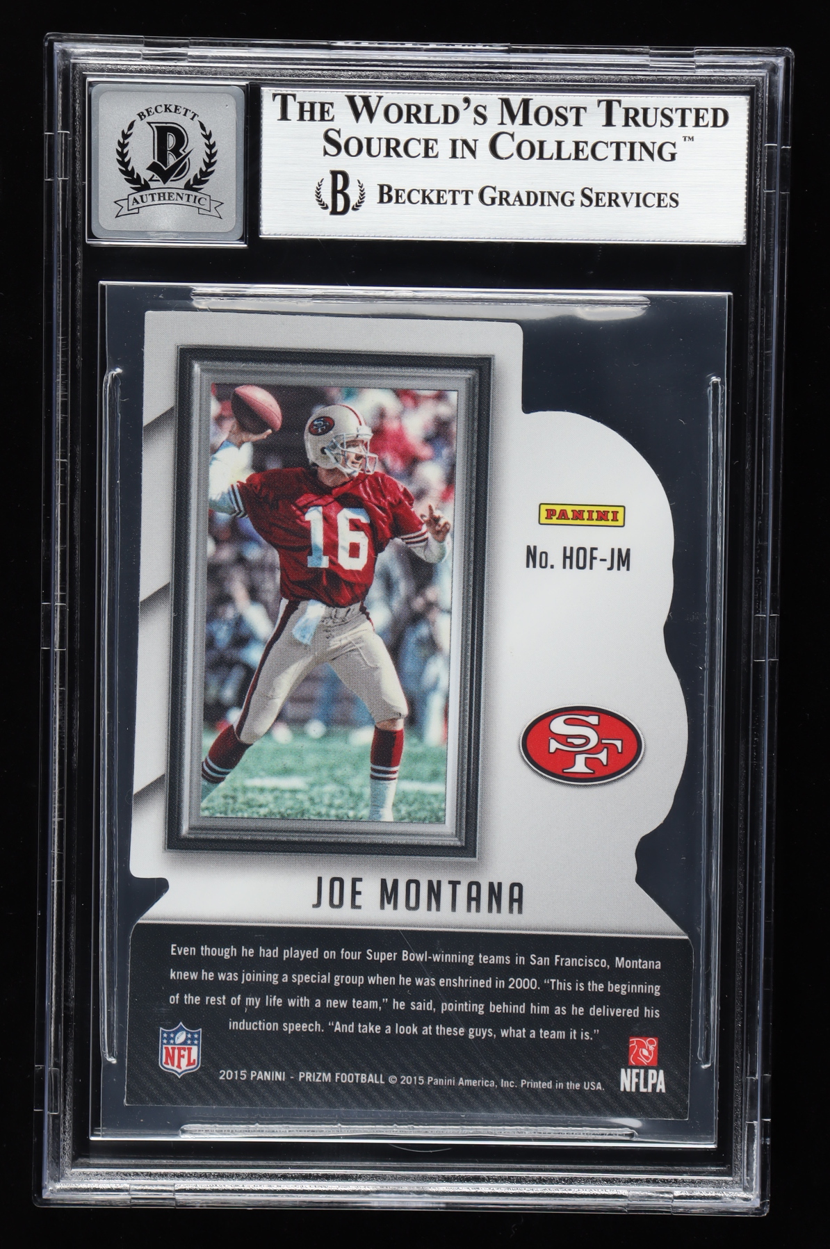 Joe Montana Signed 2015 Panini Prizm Hall of Fame #HOFJM (BGS) at PristineAuction.com Joe Montana Signed 2015 Panini Prizm Hall of Fame #HOFJM (BGS) at PristineAuction.com