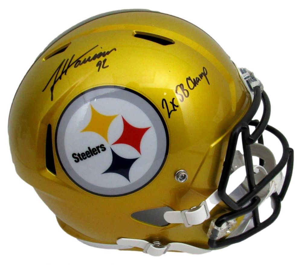 James Harrison Signed Full Size Replica T/B Helmet Steelers Beckett — front