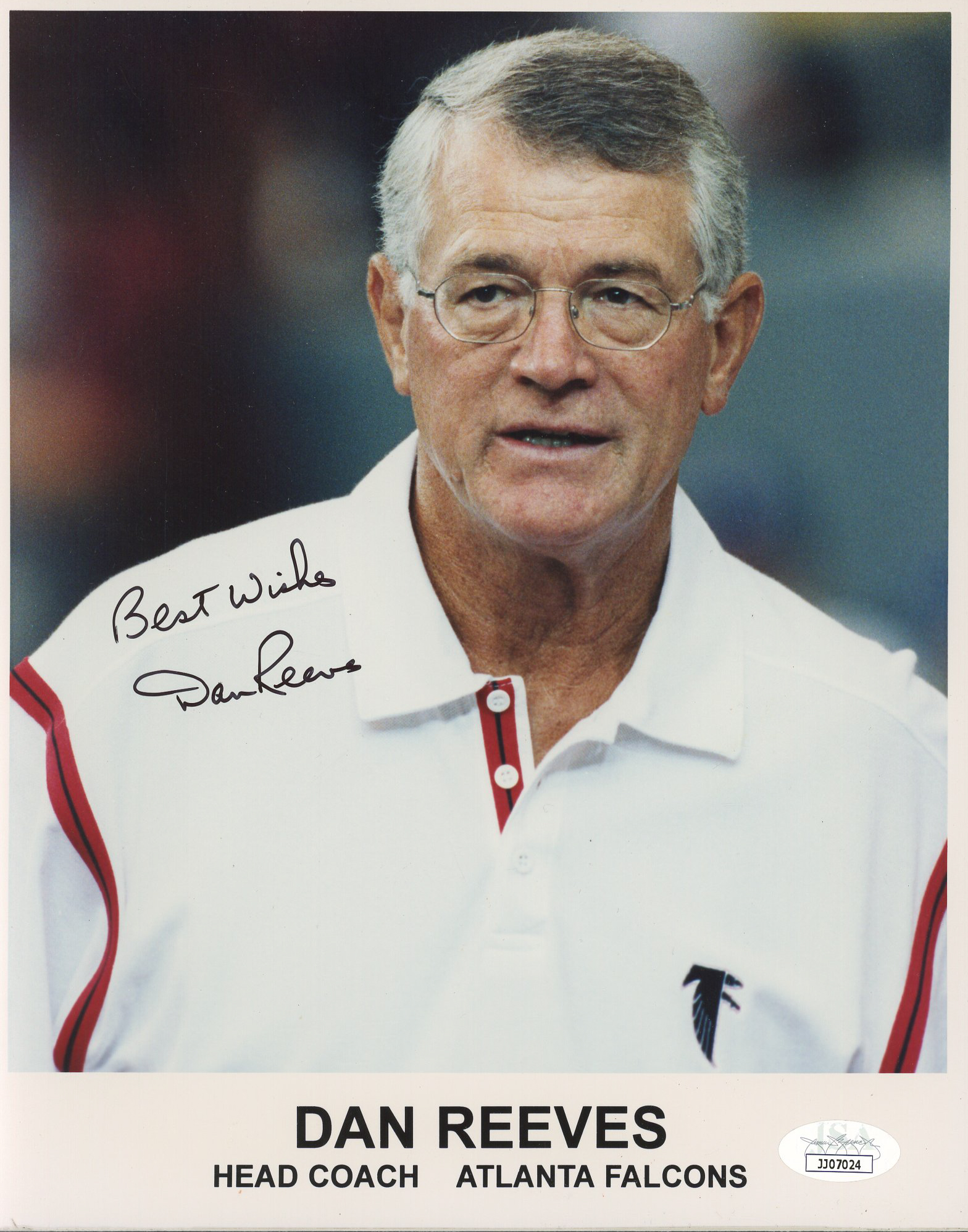 Dan Reeves Signed Falcons 8x10 Photo Inscribed