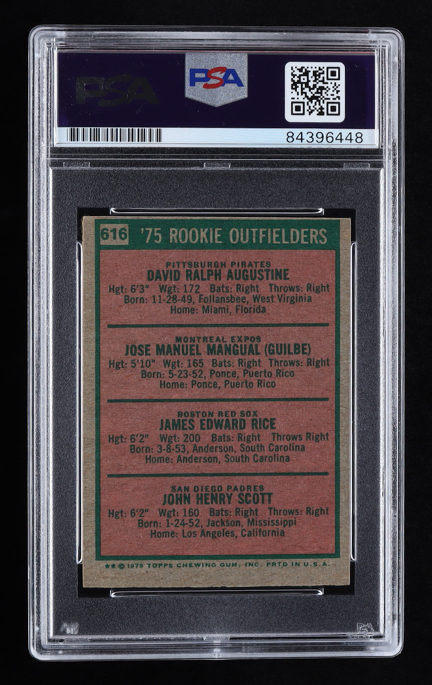 Jim Rice Signed 1975 Topps #616 Rookie Outfielders / Dave Augustine ...