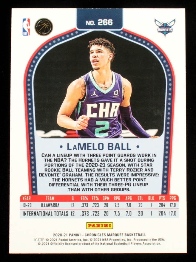 LaMelo Ball 2020-21 Panini Chronicles #266 / Marquee RC at PristineAuction.com LaMelo Ball 2020-21 Panini Chronicles #266 / Marquee RC at PristineAuction.com