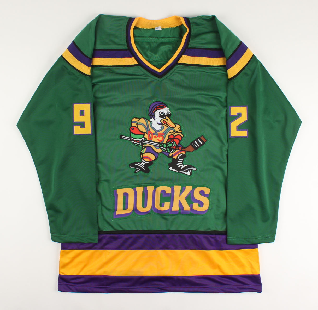 "The Mighty Ducks" Jersey Cast-Signed by (6) with Brandon Adams, Jane Plank, Matt Doherty, Garette Henson Inscribed "Ducks Fly Together!" (Beckett) at PristineAuction.com "The Mighty Ducks" Jersey Cast-Signed by (6) with Brandon Adams, Jane Plank, Matt Doherty, Garette Henson Inscribed "Ducks Fly Together!" (Beckett) at PristineAuction.com