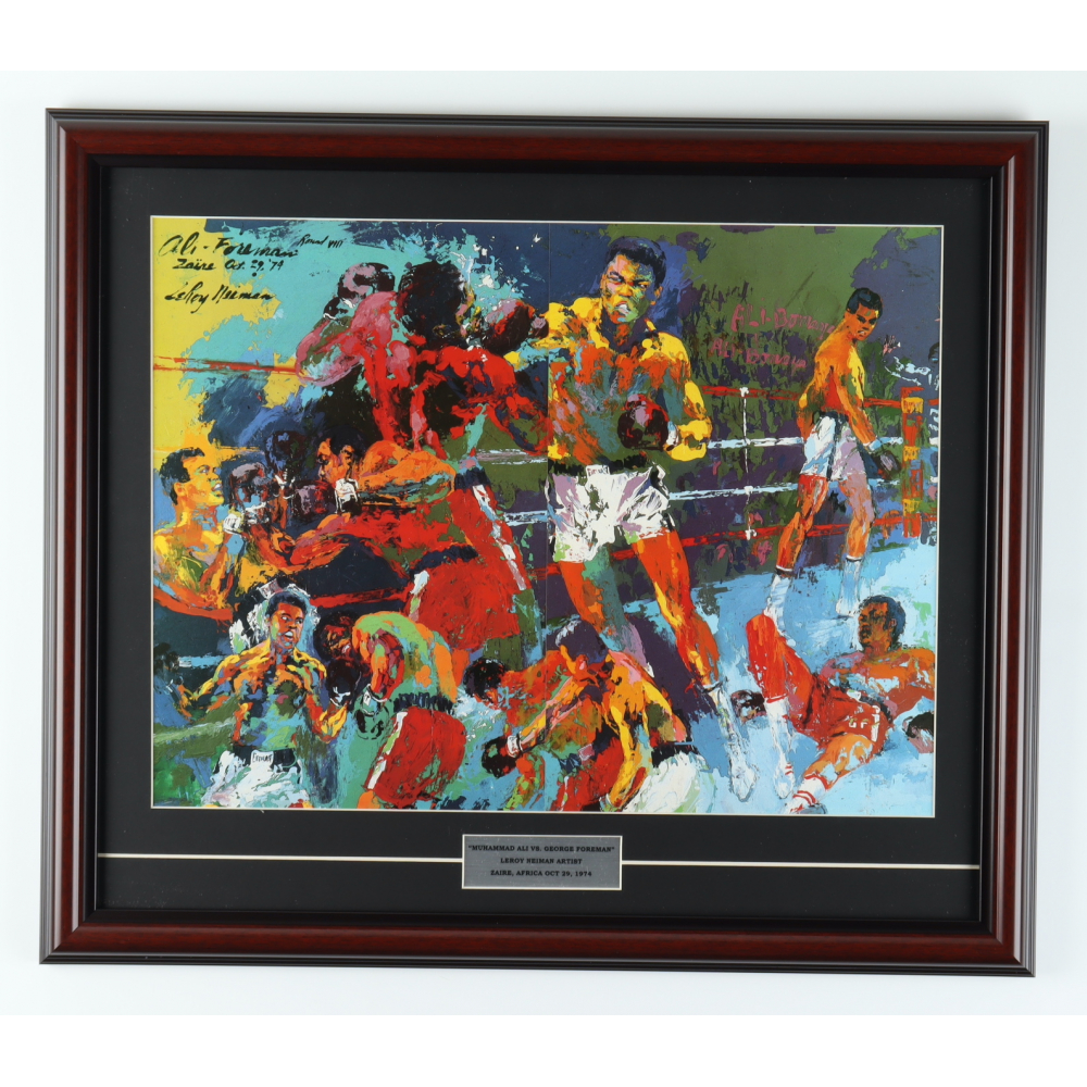 LeRoy Neiman "Muhammad Ali vs. Foreman" 18x21 Custom Framed Print Display Pristine Auction