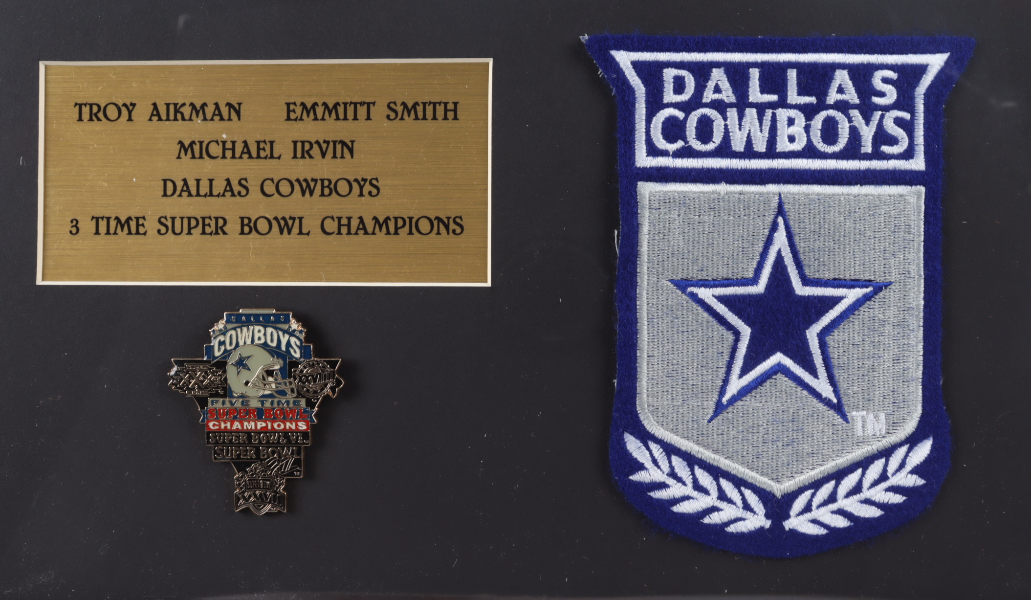 Troy Aikman, Emmitt Smith & Michael Irvin Cowboys 13x16 Custom Framed Photo Display at PristineAuction.com Troy Aikman, Emmitt Smith & Michael Irvin Cowboys 13x16 Custom Framed Photo Display at PristineAuction.com