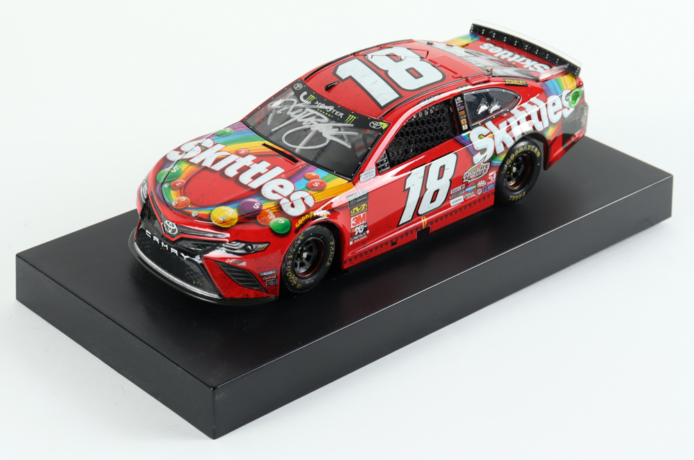 Kyle Busch Signed 2019 NASCAR #18 Skittles - Bristol Win - Raced Version - 1:24 Premium Action Diecast Car (PA) at PristineAuction.com Kyle Busch Signed 2019 NASCAR #18 Skittles - Bristol Win - Raced Version - 1:24 Premium Action Diecast Car (PA) at PristineAuction.com