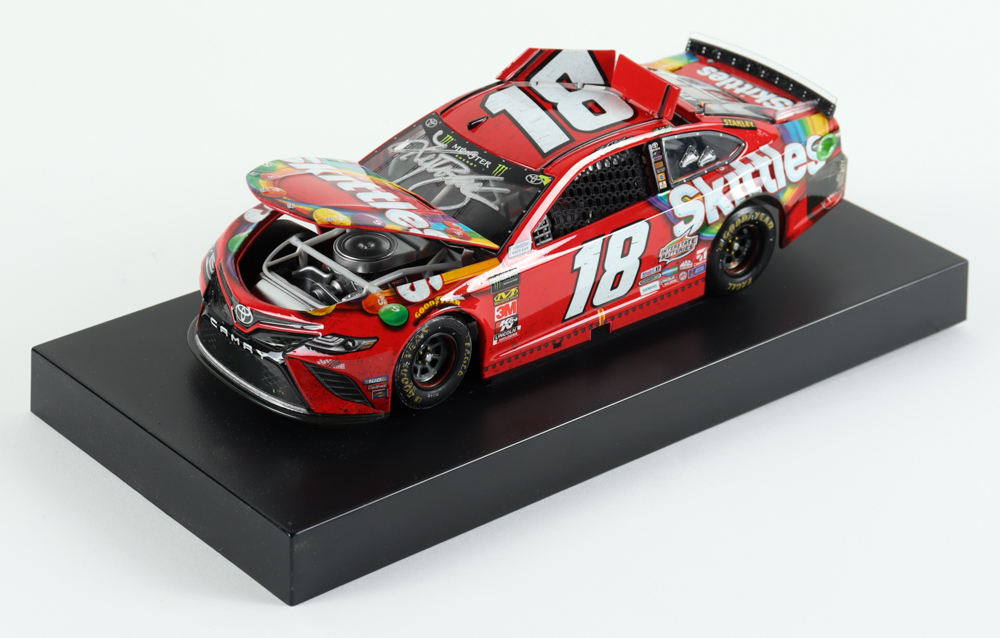 Kyle Busch Signed 2019 NASCAR #18 Skittles - Bristol Win - Raced Version - 1:24 Premium Action Diecast Car (PA) at PristineAuction.com Kyle Busch Signed 2019 NASCAR #18 Skittles - Bristol Win - Raced Version - 1:24 Premium Action Diecast Car (PA) at PristineAuction.com