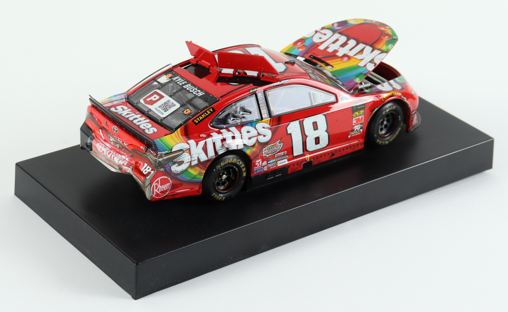 Kyle Busch Signed 2019 NASCAR #18 Skittles - Bristol Win - Raced Version - 1:24 Premium Action Diecast Car (PA) at PristineAuction.com Kyle Busch Signed 2019 NASCAR #18 Skittles - Bristol Win - Raced Version - 1:24 Premium Action Diecast Car (PA) at PristineAuction.com