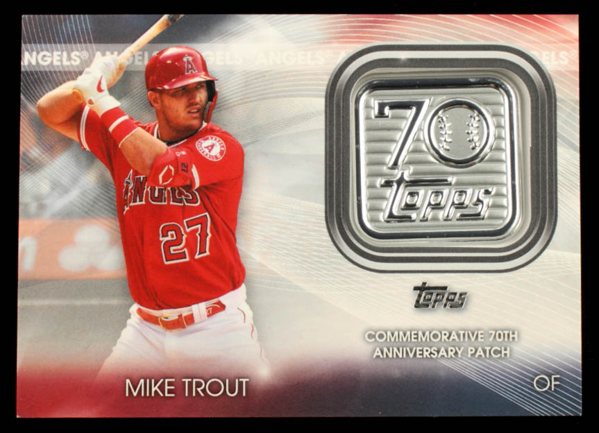 Mike Trout 2021 Topps 70th Anniversary Commemorative Logo Patches #70LPMT at PristineAuction.com Mike Trout 2021 Topps 70th Anniversary Commemorative Logo Patches #70LPMT at PristineAuction.com