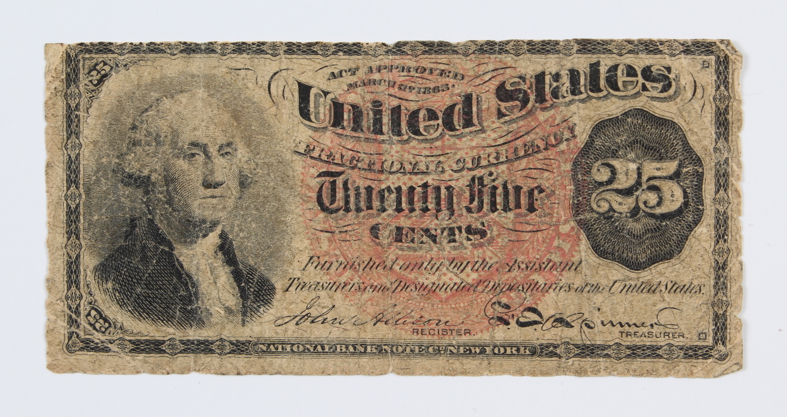 1869-1875 United States 25¢ Twenty-Five Cents Fractional Postage Currency Bank Note at PristineAuction.com 1869-1875 United States 25¢ Twenty-Five Cents Fractional Postage Currency Bank Note at PristineAuction.com