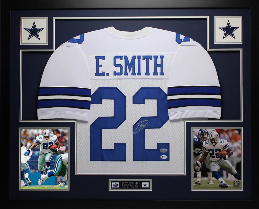 Emmitt Smith Signed Cowboys Custom Framed Jersey Display (Beckett & Prova) at PristineAuction.com Emmitt Smith Signed Cowboys Custom Framed Jersey Display (Beckett & Prova) at PristineAuction.com
