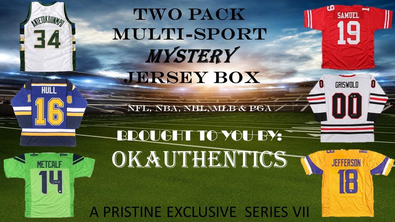 OKAUTHENTICS Two-Pack Multi-Sport Jersey Mystery Box Series VII at PristineAuction.com OKAUTHENTICS Two-Pack Multi-Sport Jersey Mystery Box Series VII at PristineAuction.com