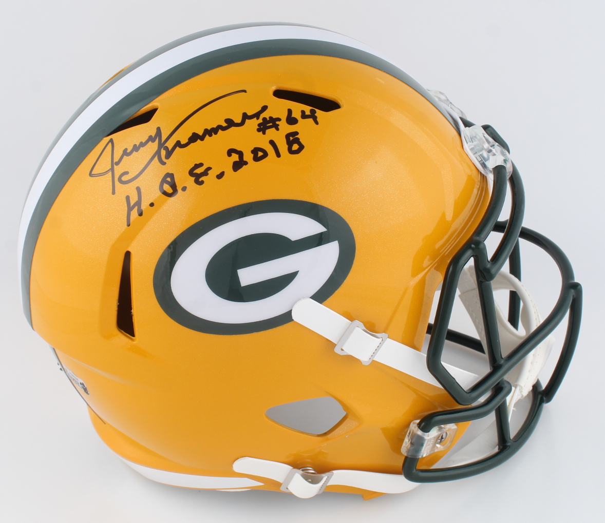 Jerry Kramer Signed Packers Full-Size Speed Helmet Inscribed "HOF 2018" (Kramer) at PristineAuction.com Jerry Kramer Signed Packers Full-Size Speed Helmet Inscribed "HOF 2018" (Kramer) at PristineAuction.com
