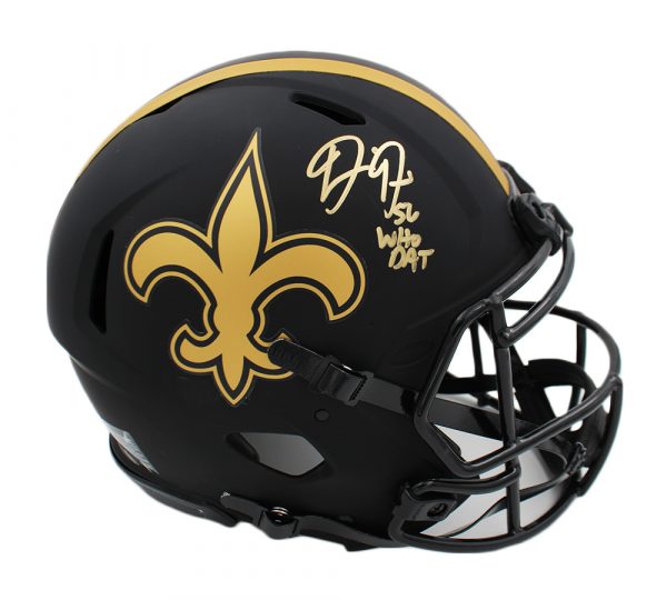 Demario Davis Signed Saints Full-Size Authentic On-Field Eclipse Alternate Speed Helmet Inscribed "Who Dat" (Radtke) at PristineAuction.com Demario Davis Signed Saints Full-Size Authentic On-Field Eclipse Alternate Speed Helmet Inscribed "Who Dat" (Radtke) at PristineAuction.com