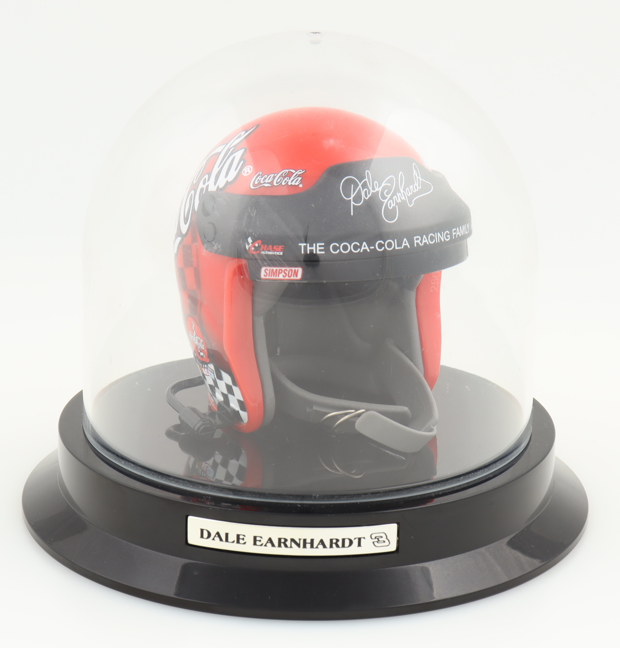 Dale Earnhardt Sr. Coca-Cola Mini Helmet Statue with Dome Display Case at PristineAuction.com Dale Earnhardt Sr. Coca-Cola Mini Helmet Statue with Dome Display Case at PristineAuction.com