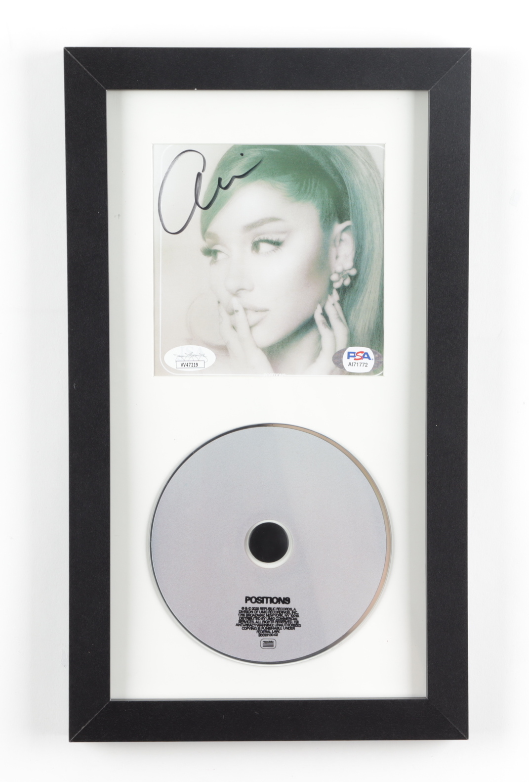 Ariana Grande Signed "Positions" 8x13 Custom Framed Album Cover Display (JSA & PSA) at PristineAuction.com Ariana Grande Signed "Positions" 8x13 Custom Framed Album Cover Display (JSA & PSA) at PristineAuction.com