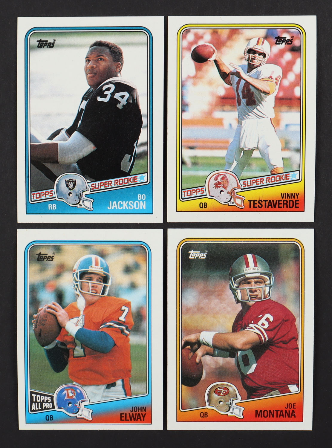 1988 Topps Complete Set of (396) Football Cards with #352 Vinny Testaverde, #38 Joe Montana, #23 John Elway, #327 Bo Jackson at PristineAuction.com 1988 Topps Complete Set of (396) Football Cards with #352 Vinny Testaverde, #38 Joe Montana, #23 John Elway, #327 Bo Jackson at PristineAuction.com