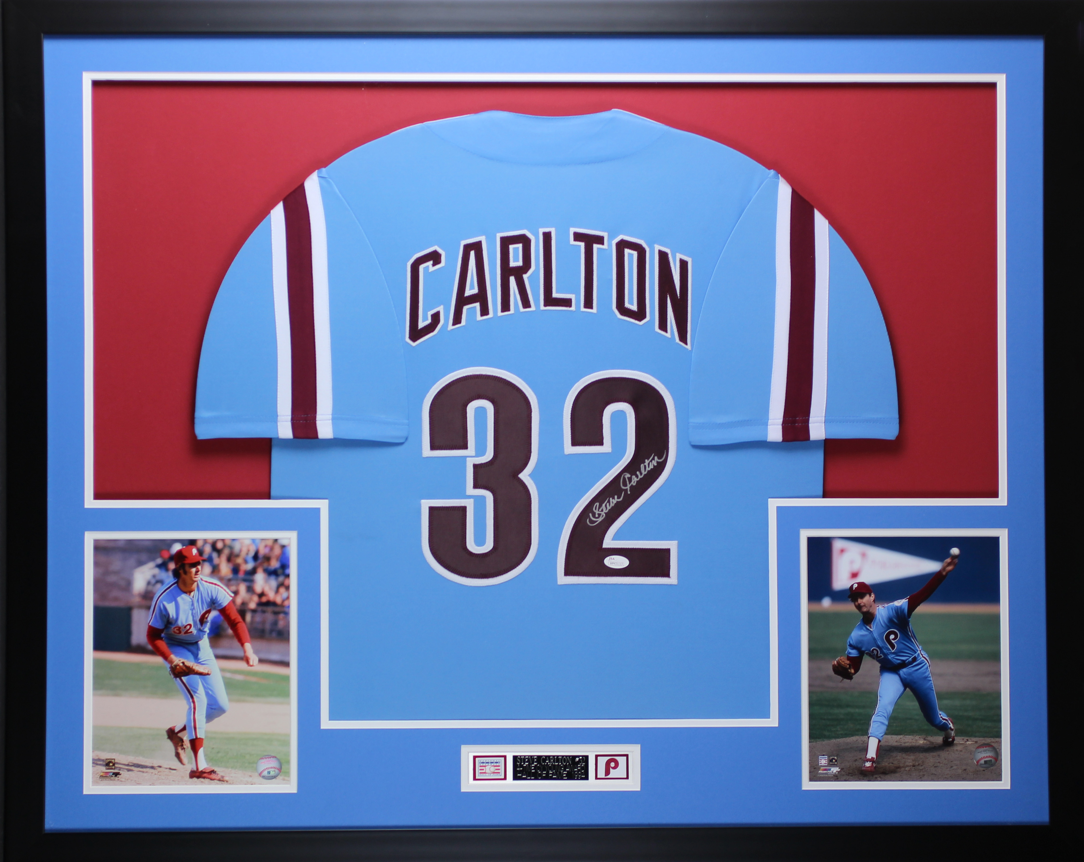 Steve Carlton Signed Phillies 35x43 Custom Framed Jersey Display (JSA) at PristineAuction.com Steve Carlton Signed Phillies 35x43 Custom Framed Jersey Display (JSA) at PristineAuction.com