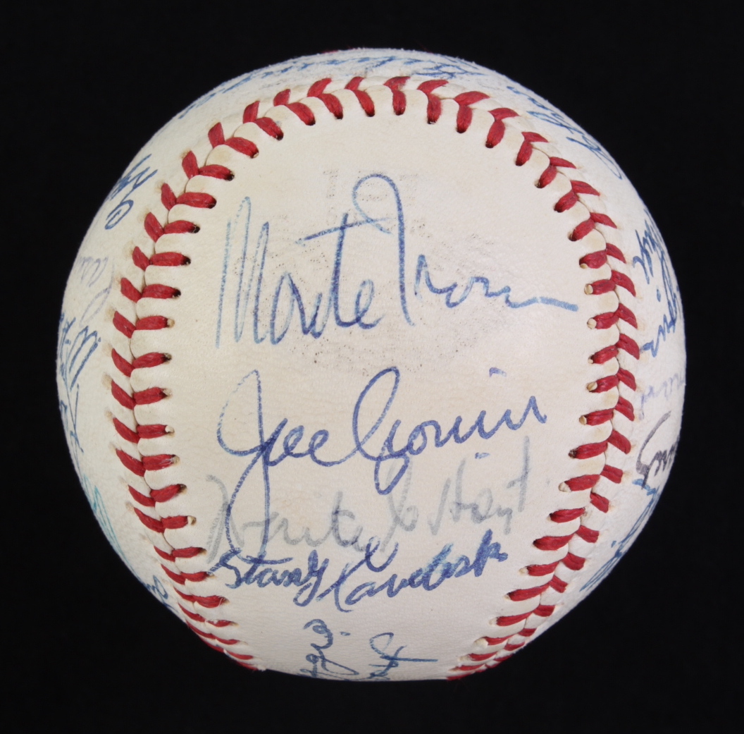 Hall Of Fame Members Baseball Signed By (25) With Joe DiMaggio, Willie Mays, Satchel Paige, Hank Greenberg , and Lefty Grove (PSA) at PristineAuction.com Hall Of Fame Members Baseball Signed By (25) With Joe DiMaggio, Willie Mays, Satchel Paige, Hank Greenberg , and Lefty Grove (PSA) at PristineAuction.com