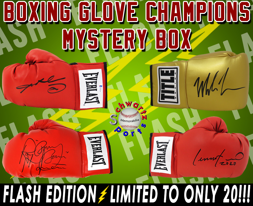 Schwartz Sports BOXING CHAMPIONS Signed Boxing Glove Mystery Box – Series 1 (FLASH Edition - Limited to ONLY 20!!) at PristineAuction.com Schwartz Sports BOXING CHAMPIONS Signed Boxing Glove Mystery Box – Series 1 (FLASH Edition - Limited to ONLY 20!!) at PristineAuction.com