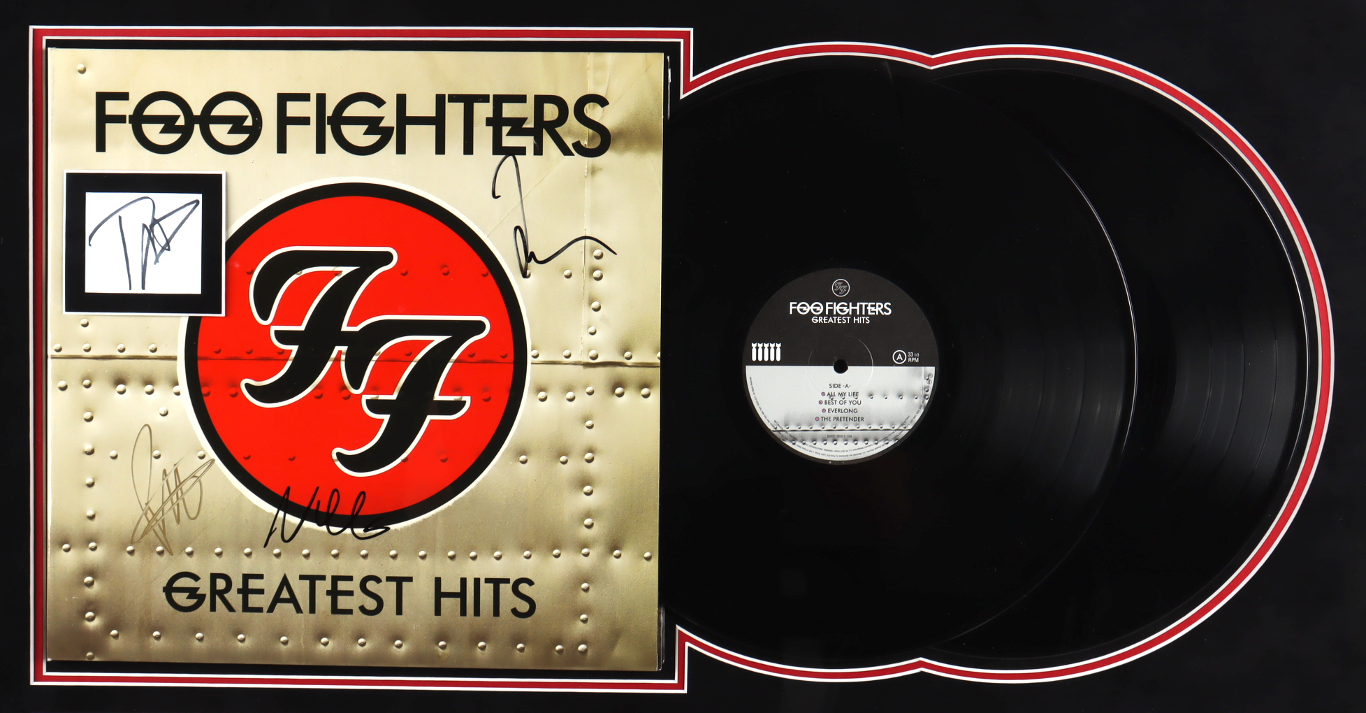 Foo Fighters 25.5x35.5 Custom Framed Record Display Signed By (4) with Dave Grohl, Taylor Hawkins, Nate Mendel & Pat Smear (JSA) at PristineAuction.com Foo Fighters 25.5x35.5 Custom Framed Record Display Signed By (4) with Dave Grohl, Taylor Hawkins, Nate Mendel & Pat Smear (JSA) at PristineAuction.com