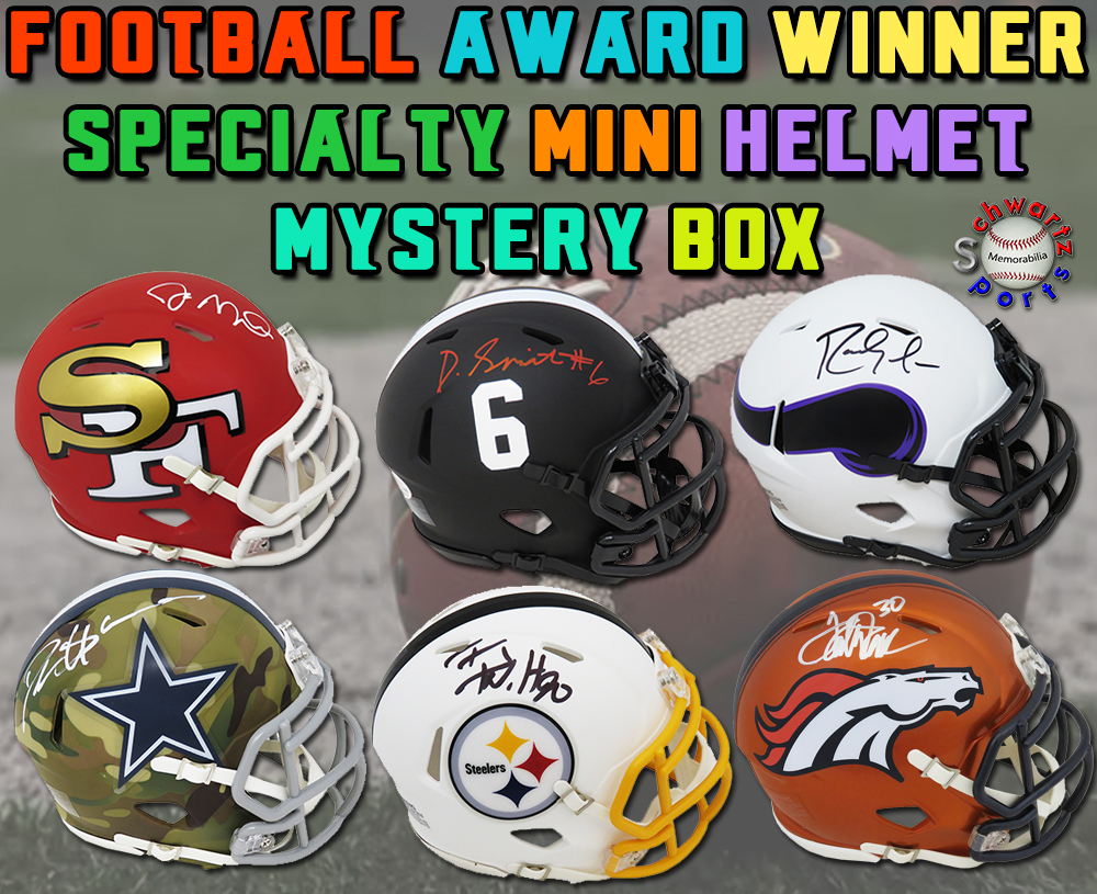 Schwartz Sports Football AWARD WINNER Signed Specialty Mini Helmet Mystery Box - Series 2 (Limited to 100) at PristineAuction.com Schwartz Sports Football AWARD WINNER Signed Specialty Mini Helmet Mystery Box - Series 2 (Limited to 100) at PristineAuction.com