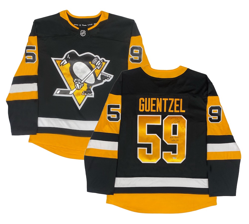 Jake Guentzel Signed Penguins Jersey Inscribed "NHL Debut 11/21/16" (Fanatics) at PristineAuction.com Jake Guentzel Signed Penguins Jersey Inscribed "NHL Debut 11/21/16" (Fanatics) at PristineAuction.com