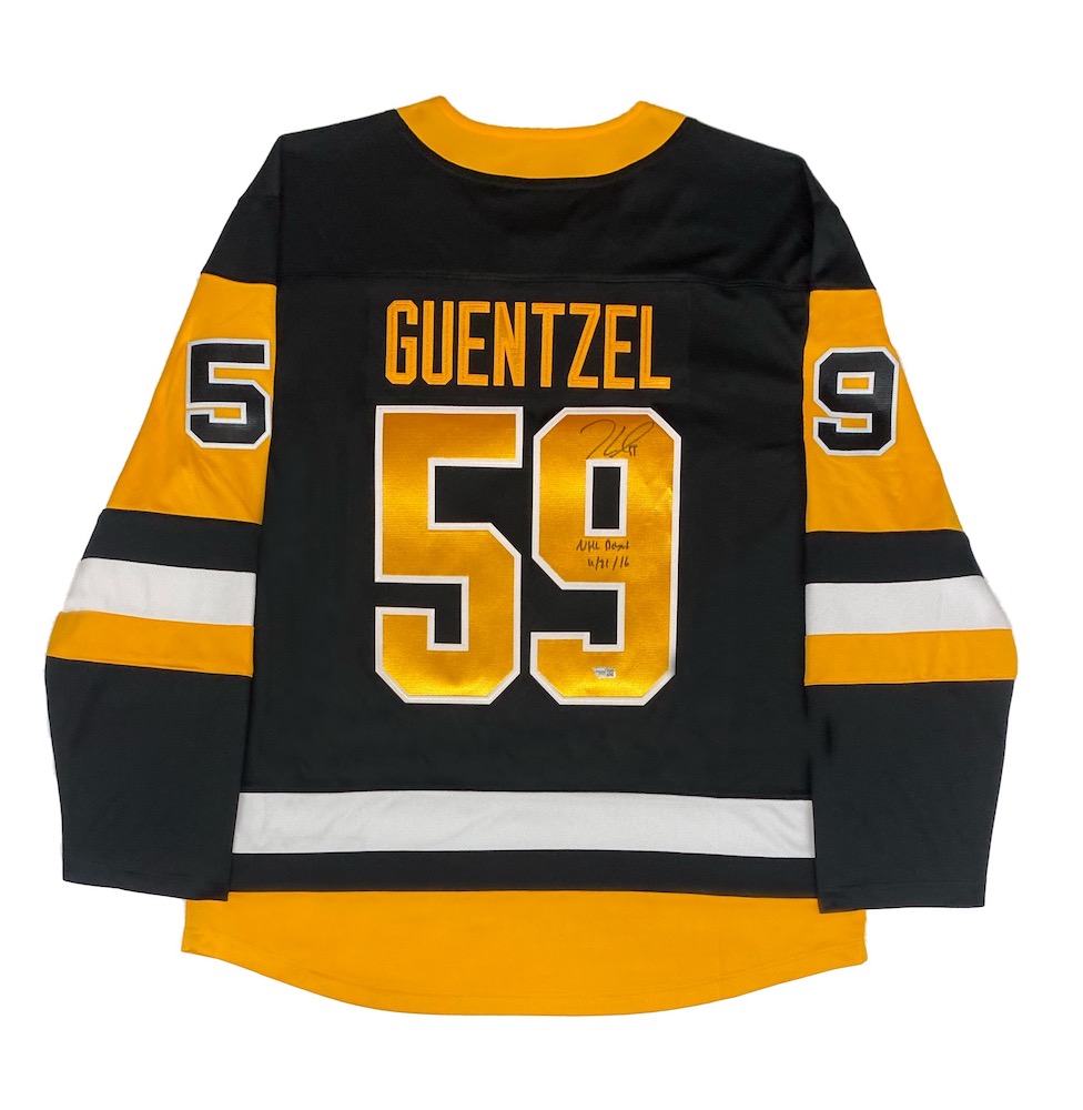 Jake Guentzel Signed Penguins Jersey Inscribed "NHL Debut 11/21/16" (Fanatics) at PristineAuction.com Jake Guentzel Signed Penguins Jersey Inscribed "NHL Debut 11/21/16" (Fanatics) at PristineAuction.com