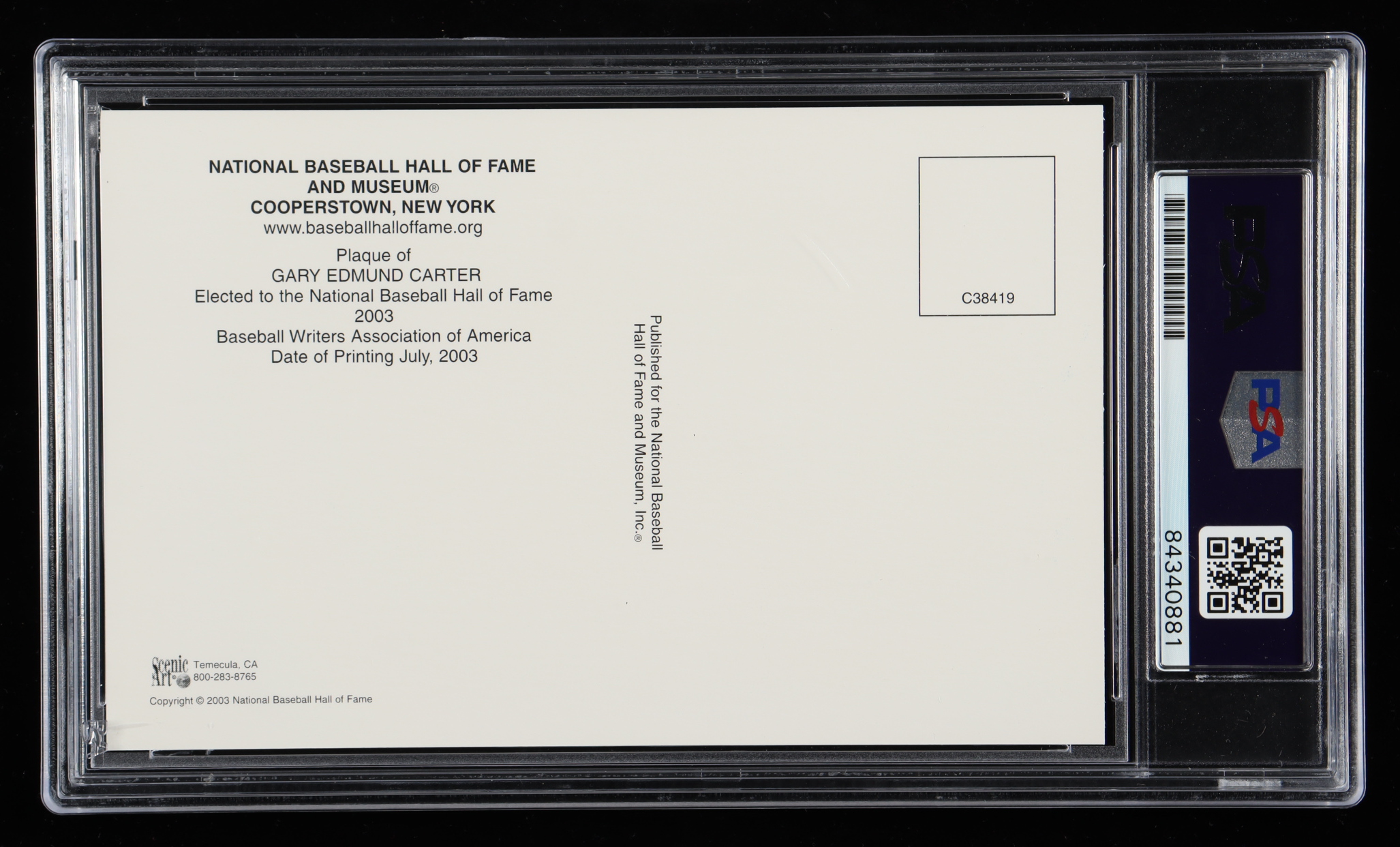 Gary Carter Signed Hall of Fame Plaque Postcard (PSA) at PristineAuction.com Gary Carter Signed Hall of Fame Plaque Postcard (PSA) at PristineAuction.com