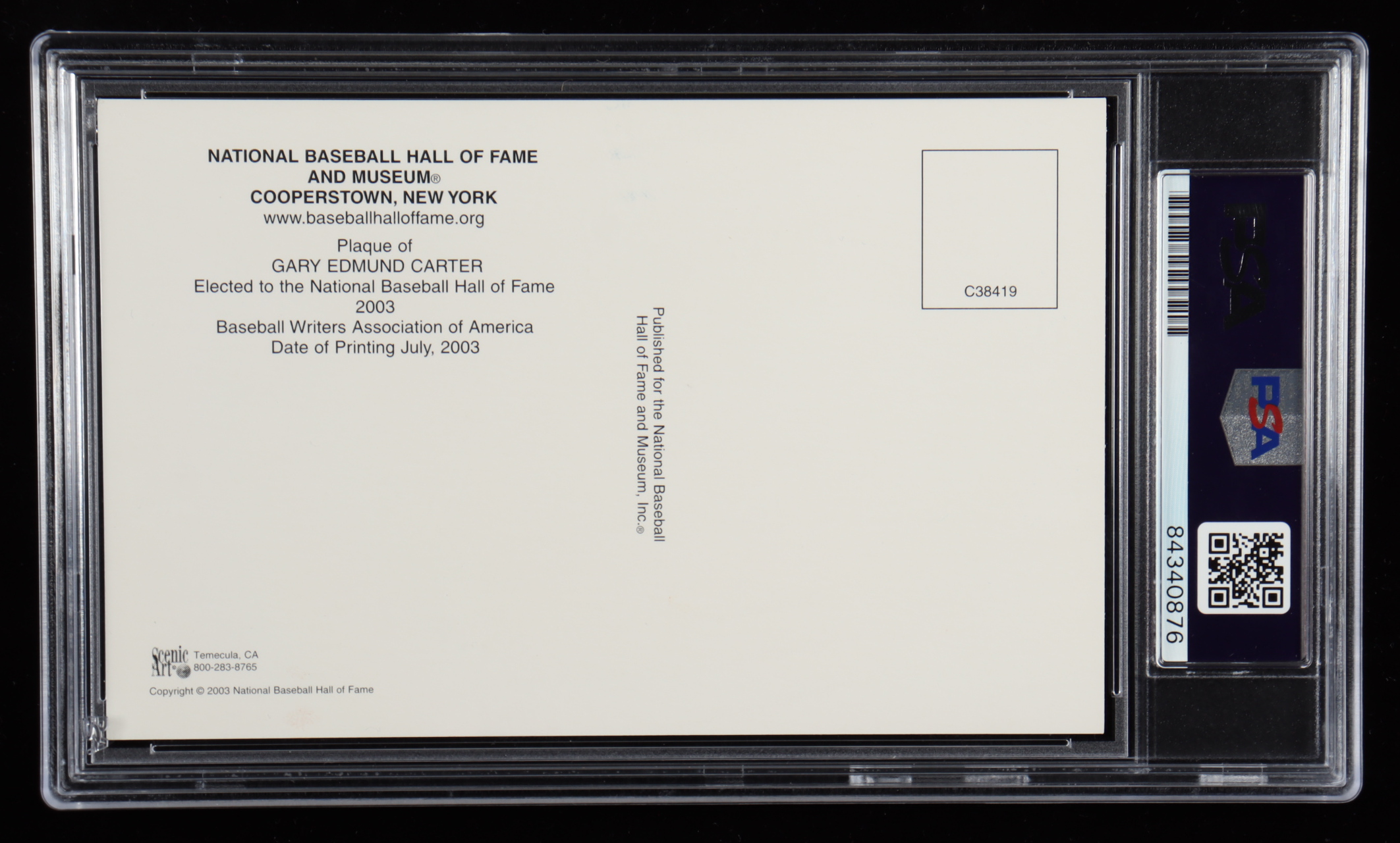 Gary Carter Signed Hall of Fame Plaque Postcard (PSA) at PristineAuction.com Gary Carter Signed Hall of Fame Plaque Postcard (PSA) at PristineAuction.com