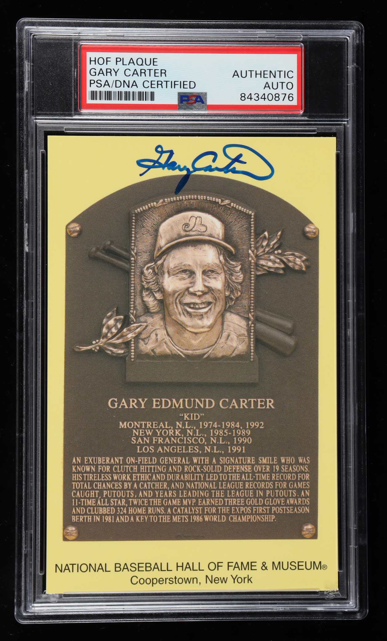 Gary Carter Signed Hall of Fame Plaque Postcard (PSA) at PristineAuction.com Gary Carter Signed Hall of Fame Plaque Postcard (PSA) at PristineAuction.com