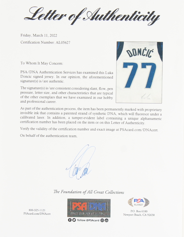 Luka Doncic Signed Jersey (PSA) at PristineAuction.com Luka Doncic Signed Jersey (PSA) at PristineAuction.com