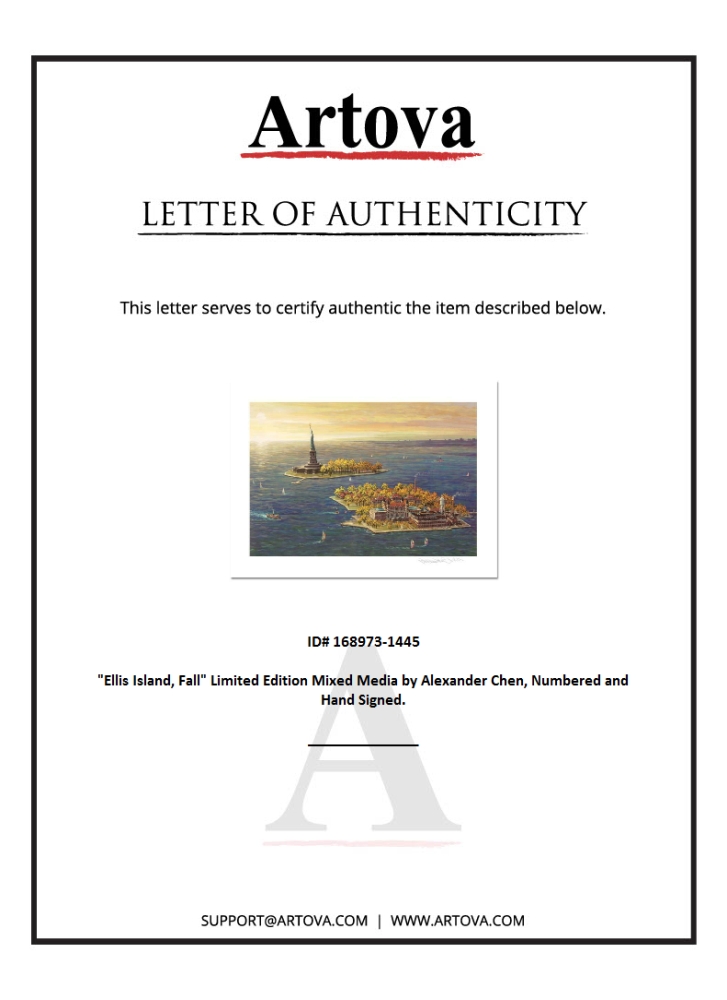 "Ellis Island - Fall" LE 14x10 Mixed Media on Paper by Alexander Chen (Artova) at PristineAuction.com "Ellis Island - Fall" LE 14x10 Mixed Media on Paper by Alexander Chen (Artova) at PristineAuction.com