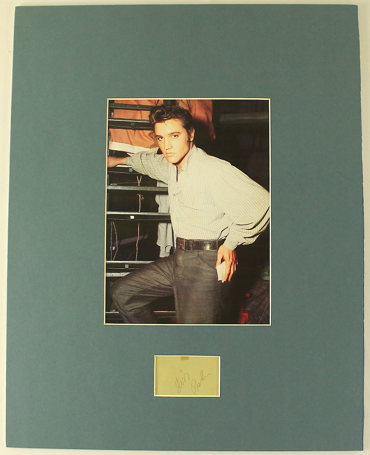 Elvis Presley Twice Signed 14x18 Custom Matted Display (PSA LOA) at PristineAuction.com Elvis Presley Twice Signed 14x18 Custom Matted Display (PSA LOA) at PristineAuction.com