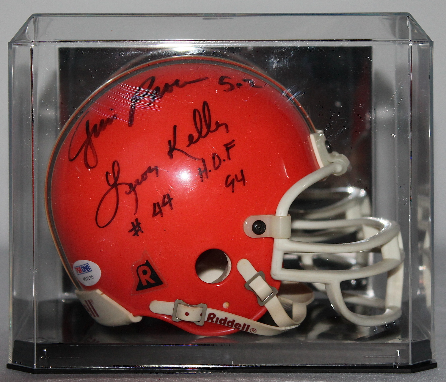 Jim Brown, Otto Graham, Leroy Kelly & Marion Motley Signed Cleveland Browns Mini Helmet with Display Case (PSA LOA) at PristineAuction.com Jim Brown, Otto Graham, Leroy Kelly & Marion Motley Signed Cleveland Browns Mini Helmet with Display Case (PSA LOA) at PristineAuction.com