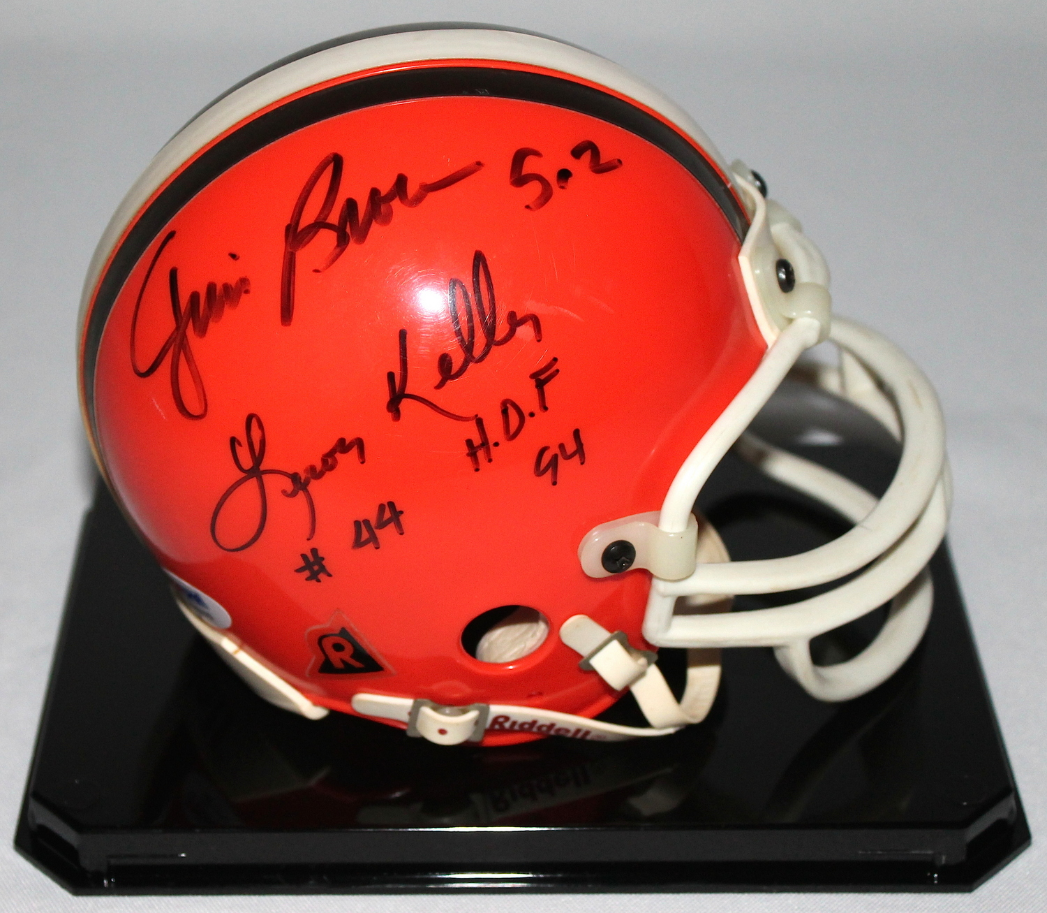 Jim Brown, Otto Graham, Leroy Kelly & Marion Motley Signed Cleveland Browns Mini Helmet with Display Case (PSA LOA) at PristineAuction.com Jim Brown, Otto Graham, Leroy Kelly & Marion Motley Signed Cleveland Browns Mini Helmet with Display Case (PSA LOA) at PristineAuction.com