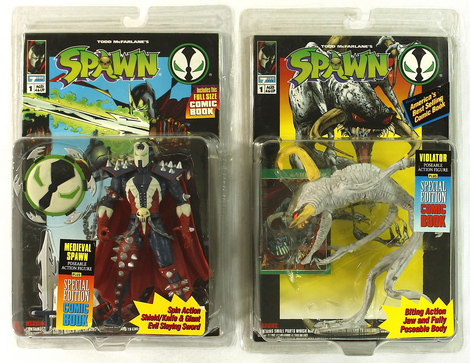 Lot of (2) Vintage "Spawn" Action Figures with Medieval Spawn & Violator at PristineAuction.com Lot of (2) Vintage "Spawn" Action Figures with Medieval Spawn & Violator at PristineAuction.com