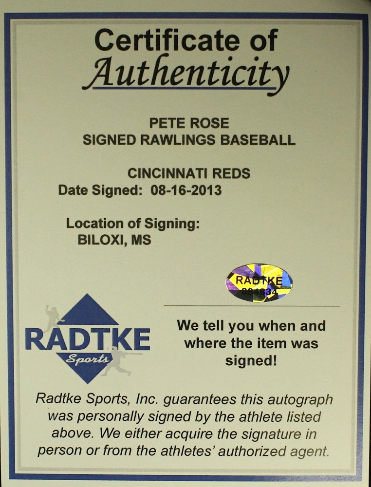 Pete Rose Signed Career Stat OML Baseball with (13) Career Stat