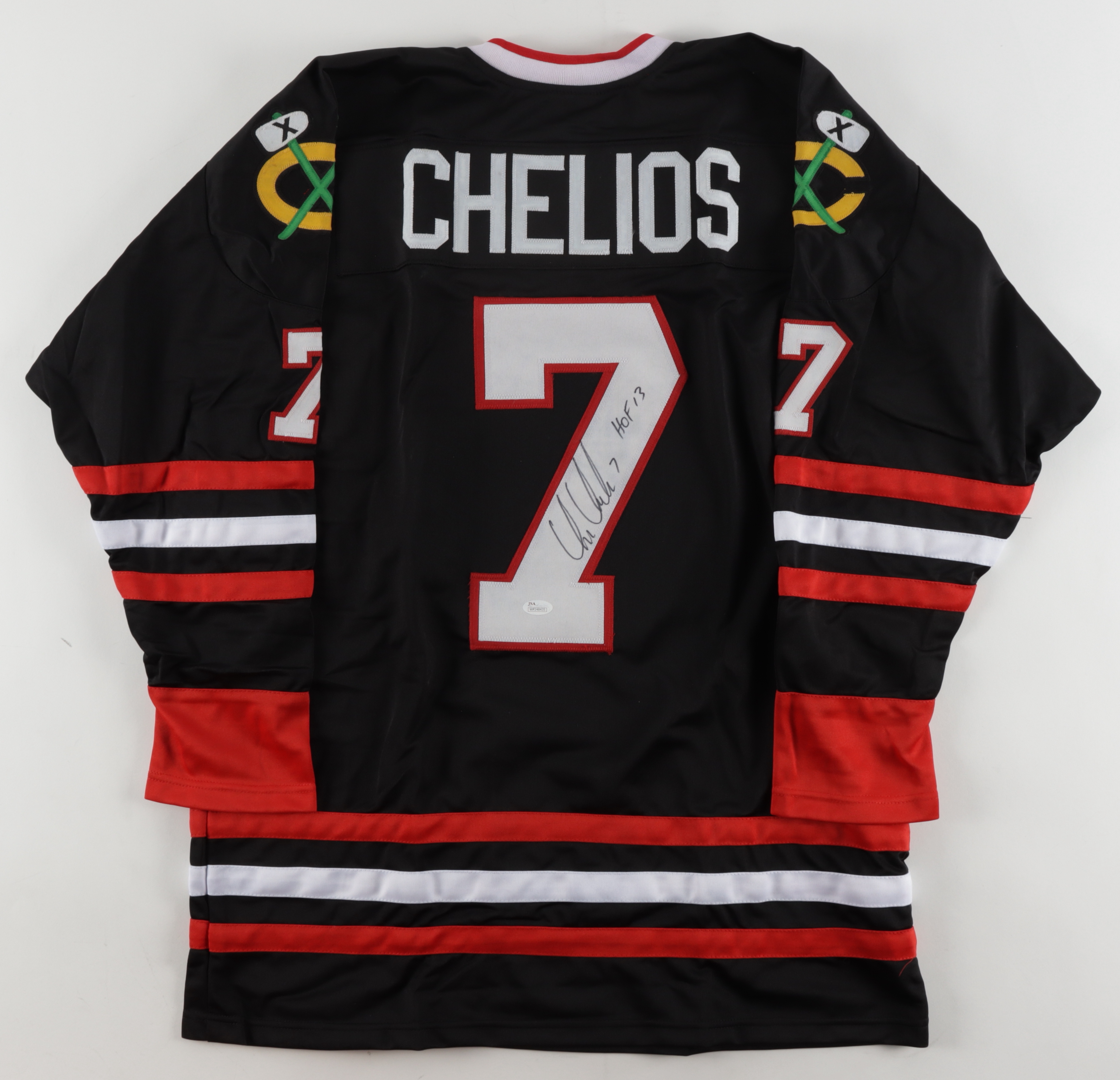 Chris Chelios Signed Jersey Inscribed "HOF 13" (JSA) at PristineAuction.com Chris Chelios Signed Jersey Inscribed "HOF 13" (JSA) at PristineAuction.com