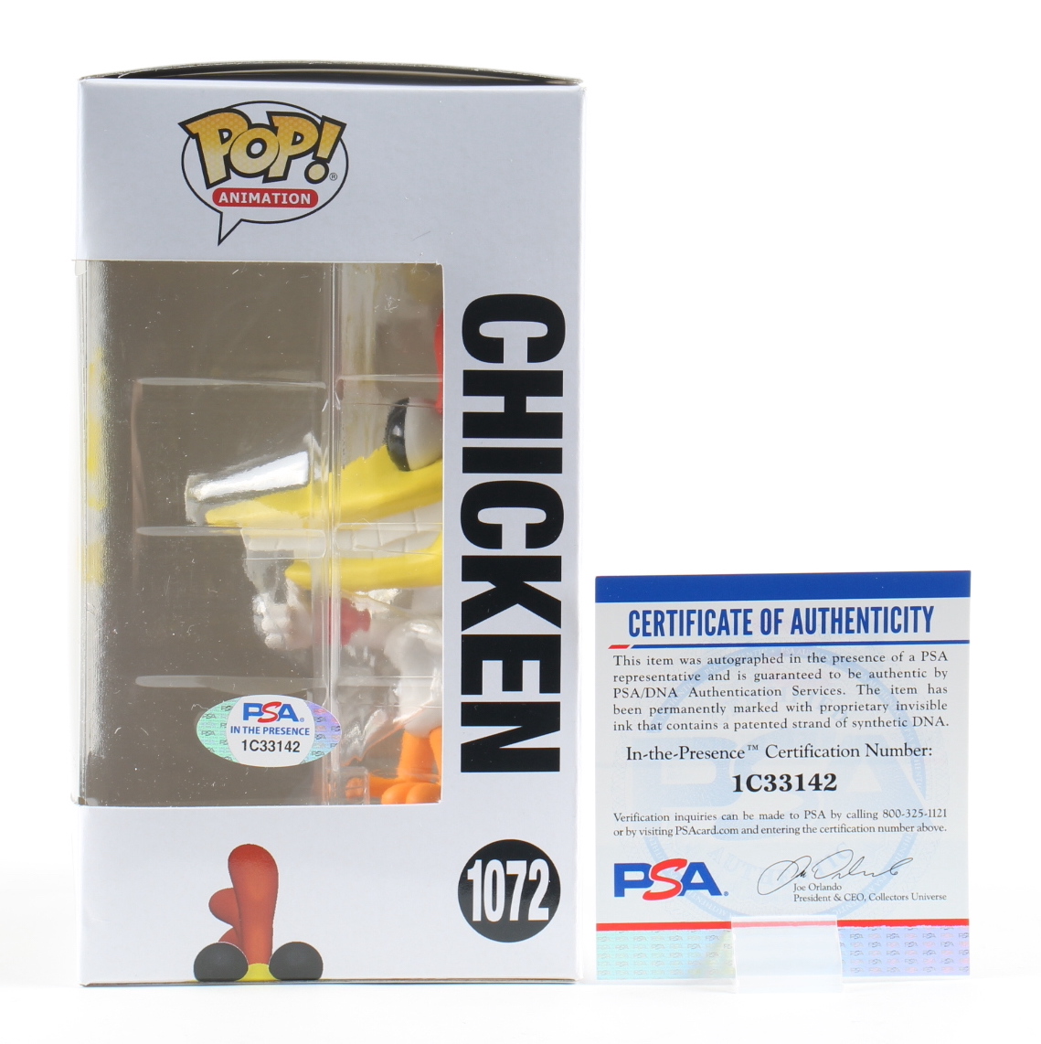 Charlie Adler Signed Pop! Animation "Cow And Chicken" #1072 Chicken Funko Pop! Vinyl Figure Inscribed "Chicken" (PSA) at PristineAuction.com Charlie Adler Signed Pop! Animation "Cow And Chicken" #1072 Chicken Funko Pop! Vinyl Figure Inscribed "Chicken" (PSA) at PristineAuction.com