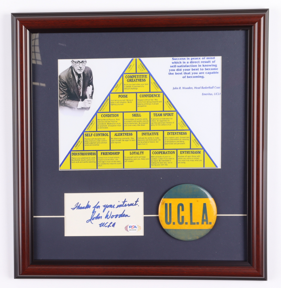 John Wooden Signed UCLA Bruins "The Pyramid of Success" 15x16 Custom